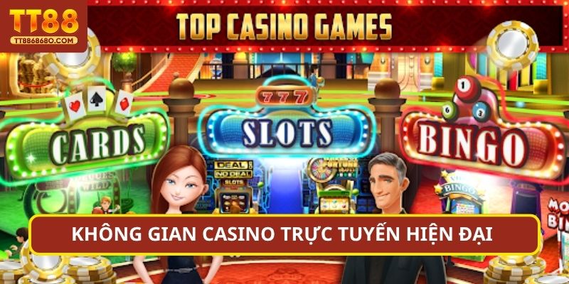 Không gian casino trực tuyến hiện đại 